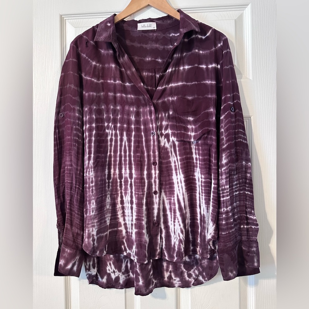 Bella Dahl purple tie dye button up